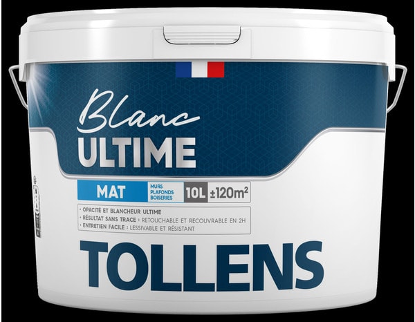 Peinture murs et plafonds blanc mat ultime 10 L - Tollens - Brico Dépôt