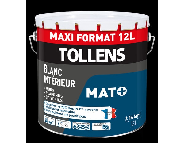 Peintures murs et plafonds monocouche blanche mat + 12 L - Tollens - Brico Dépôt