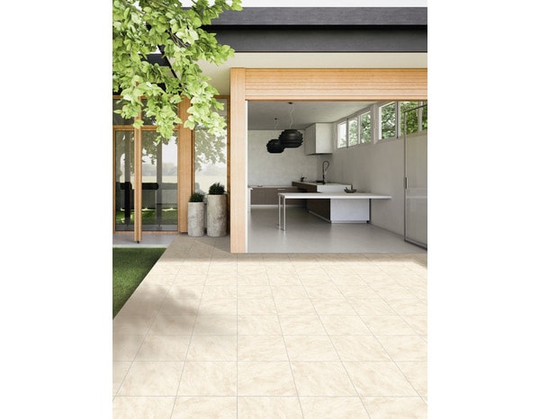 Carrelage de sol extérieur "Brehat" beige - l.34 x L.34 cm - Brico Dépôt