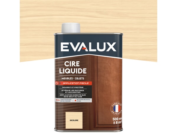 Cire liquide incolore 0,5L aspect satiné - Evalux - Brico Dépôt