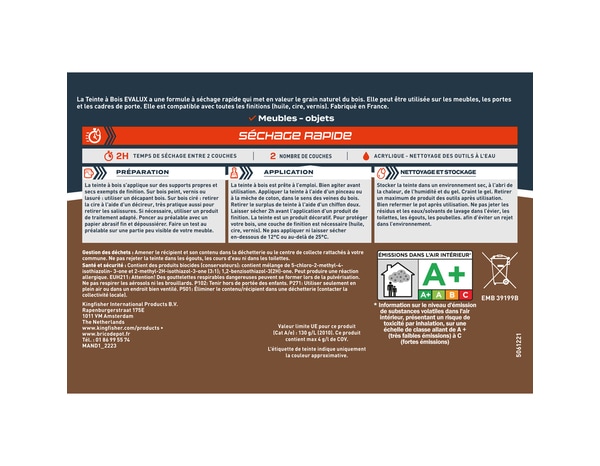 Teinte bois chêne foncé 0,5 L - Evalux - Brico Dépôt