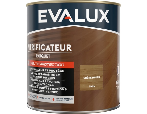 Vitrificateur chêne moyen - 0,75 L satin - Evalux - Brico Dépôt