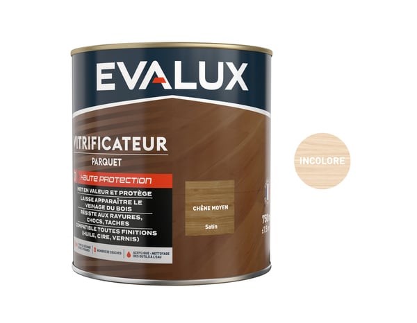 Vitrificateur chêne moyen - 0,75 L satin - Evalux - Brico Dépôt