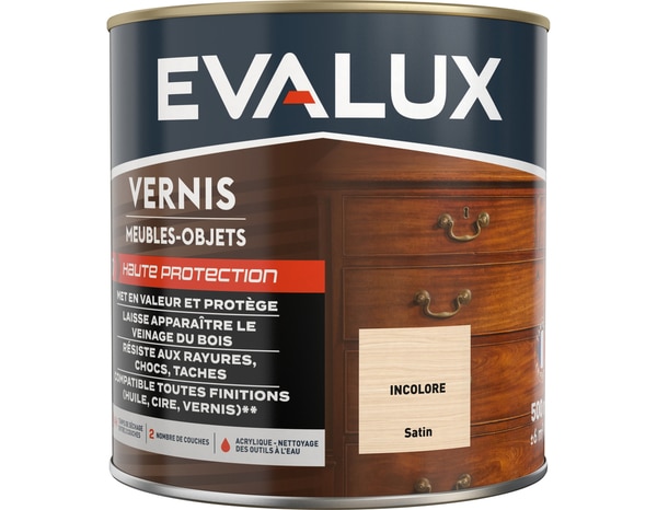 Vernis meuble incolore - 0,5 L satin - Evalux - Brico Dépôt