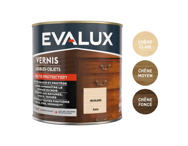 Vernis meuble incolore - 0,5 L satin - Evalux - Brico Dépôt