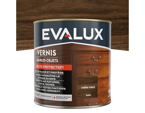 Vernis meuble chêne foncé - 0,5 L satin - Evalux - Brico Dépôt