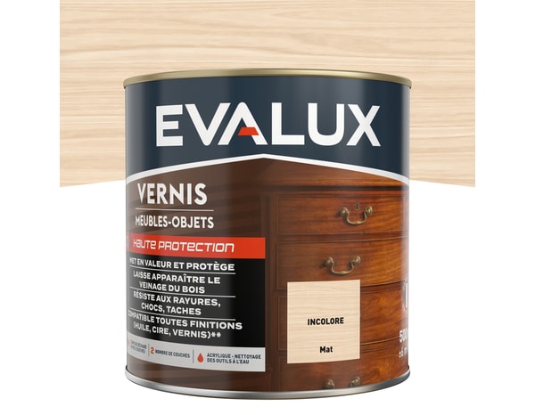 Vernis meuble incolore - 0,5 L mat - Evalux - Brico Dépôt