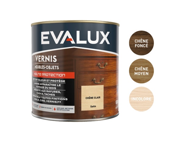 Vernis meuble chêne clair - 0,5 L satin - Evalux - Brico Dépôt