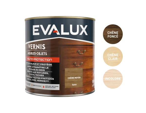 Vernis meuble chêne moyen - 0,5 L satin - Evalux - Brico Dépôt