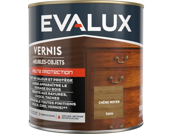 Vernis meuble chêne moyen - 0,5 L satin - Evalux - Brico Dépôt