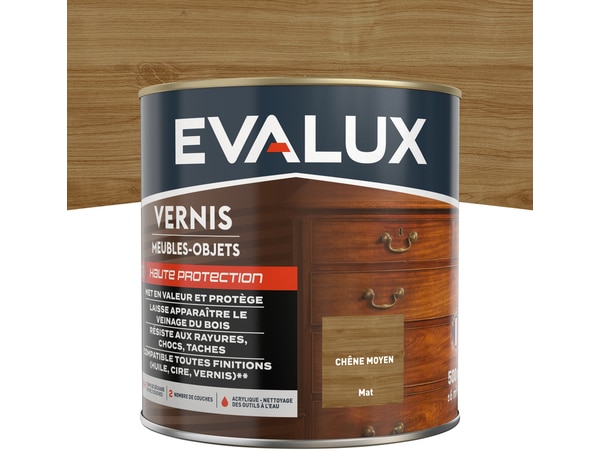 Vernis meuble chêne moyen - 0,5 L mat - Evalux - Brico Dépôt