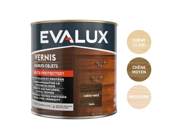 Vernis meuble chêne foncé - 0,5 L satin - Evalux - Brico Dépôt