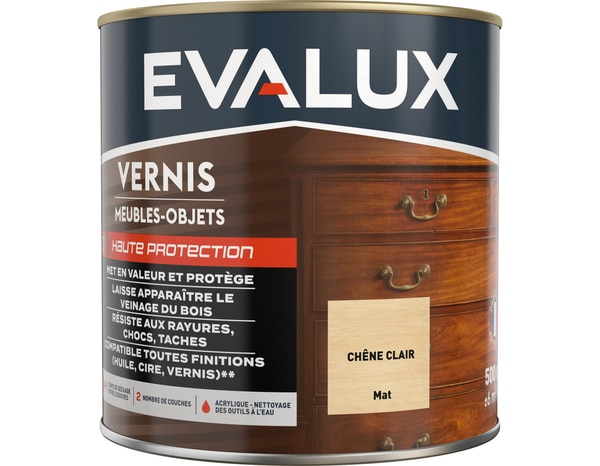 Vernis meuble chêne clair - 0,5 L mat - Evalux - Brico Dépôt