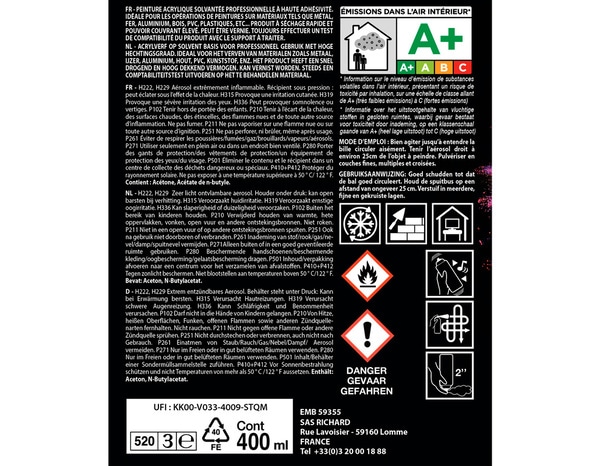 Aerosol 400 ml RAL7016 Noir Satin - Richard - Brico Dépôt