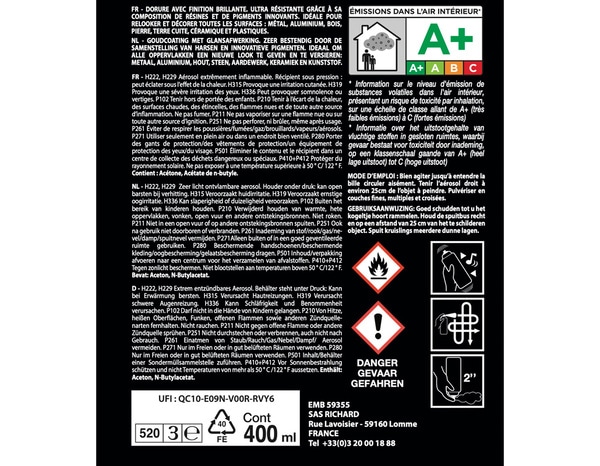 Aerosol 400 ml Dorure argent - Richard - Brico Dépôt