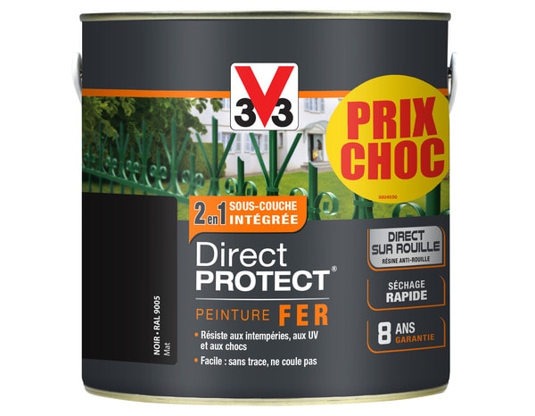 Peinture Direct Protect Fer extérieure Noir mat 2 L - V33 - Brico Dépôt