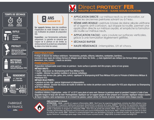 Peinture Direct Protect Fer extérieure Noir mat 2 L - V33 - Brico Dépôt