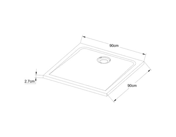 Receveur de douche extra-plat résine carré 90x90cm blanc brillant  "IONAS" - Cooke and Lewis - Brico Dépôt