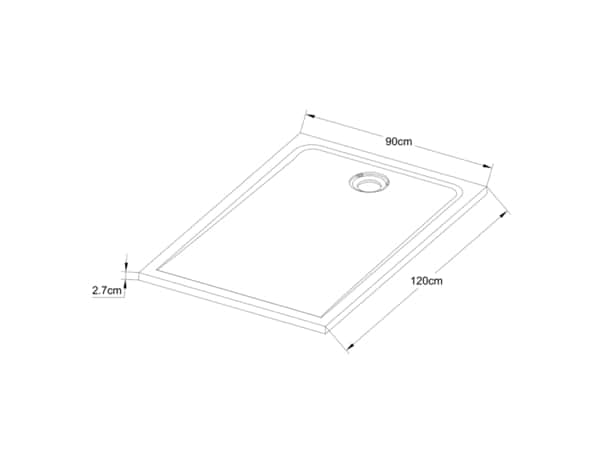 Receveur de douche extra-plat résine rectangulaire 90x120cm blanc brillant "IONAS" - Cooke and Lewis - Brico Dépôt