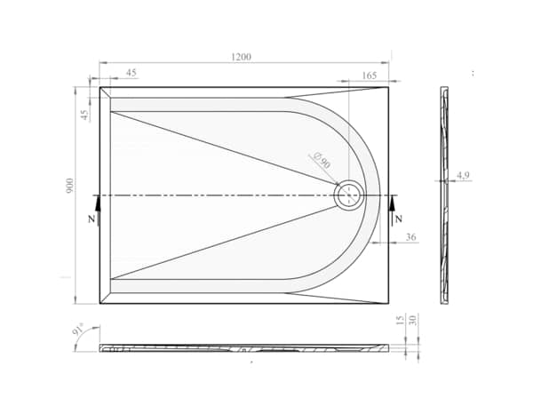 Receveur de douche extra-plat résine rectangulaire 90x120cm blanc "CALICIA" - Cooke and Lewis - Brico Dépôt