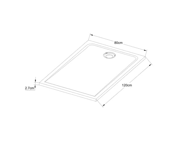 Receveur de douche extra-plat résine rectangulaire 80x120cm  blanc brillant "IONAS" - Cooke and Lewis - Brico Dépôt