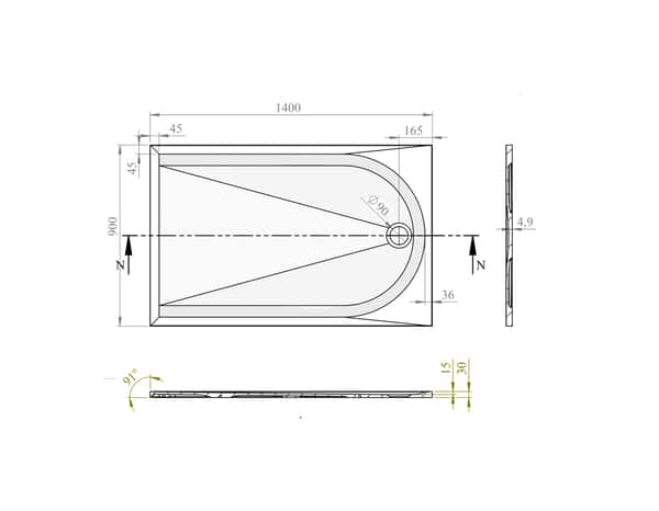 Receveur de douche extra-plat résine rectangulaire 90x140cm blanc "CALICIA" - Cooke and Lewis - Brico Dépôt