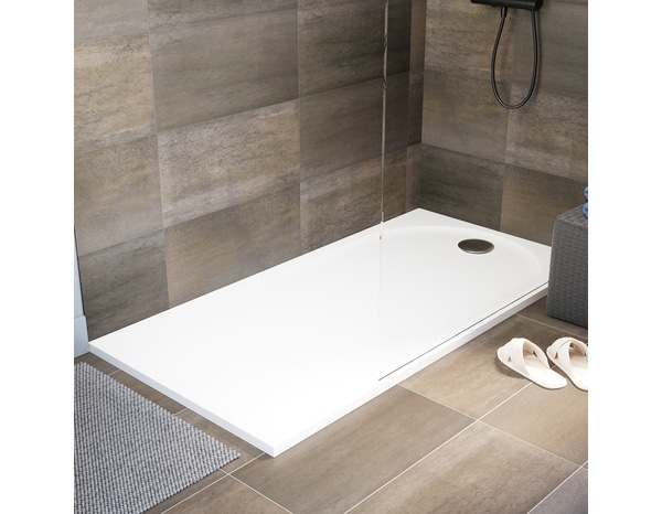 Receveur de douche extra-plat résine rectangulaire 80x160cm  blanc "CALICIA" - Cooke and Lewis - Brico Dépôt