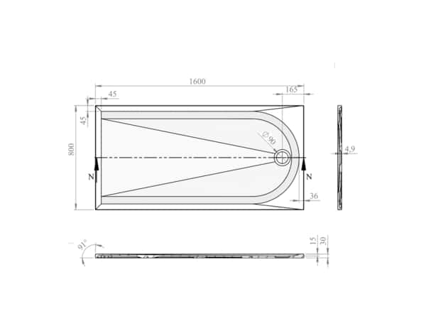 Receveur de douche extra-plat résine rectangulaire 80x160cm  blanc "CALICIA" - Cooke and Lewis - Brico Dépôt