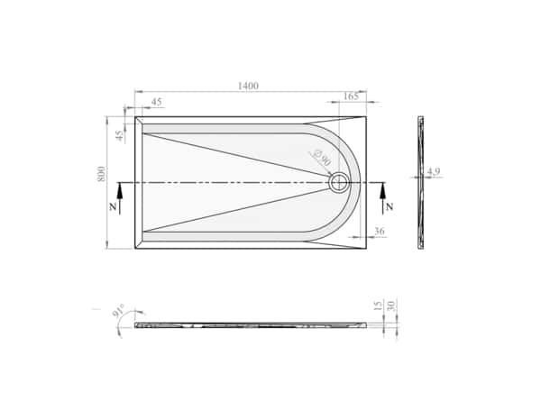 Receveur de douche extra-plat résine rectangulaire 80x140cm blanc "CALICIA" - Cooke and Lewis - Brico Dépôt