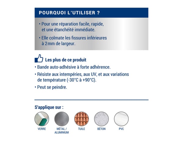 Bande d'étanchéité aluminium 10 m x 10 cm  - Ripolin - Brico Dépôt