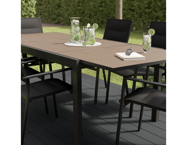 Table extensible noire "ERIBA" - 160/240 x 100 x H. 75 cm. - Blooma - Brico Dépôt