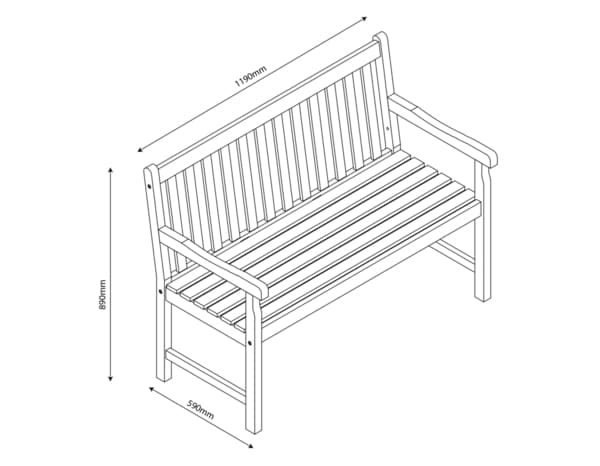 Banc acacia "CALYANTA" -  L. 119 x P. 59 x H. 89 cm - Blooma - Brico Dépôt