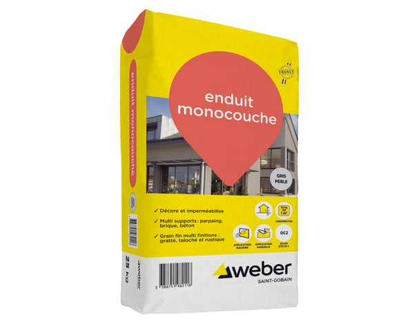 Enduit monocouche couleur gris perle - sac de 25KG - Weber - Brico Dépôt