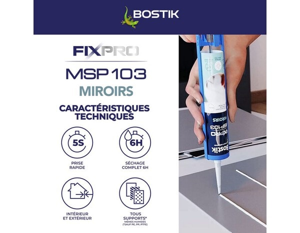 Colle de fixation MSP103 miroirs couleur blanc - Cartouche 290 ml - Bostik - Brico Dépôt