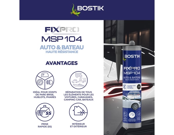 Colle de fixation MSP104 auto & bateau couleur noir - Cartouche 290 ml - Bostik - Brico Dépôt