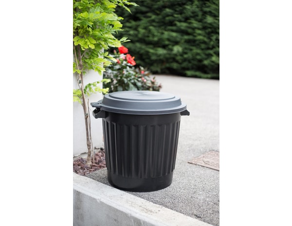 Poubelle d'extérieur 80L noire - L 61 x Ø 54,5 x H 49,5 cm  - Brico Dépôt