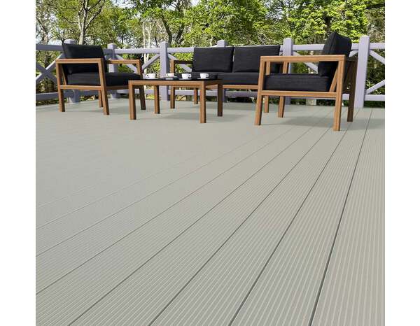 Lame de terrasse composite gris clair - 3000 x 143 x 22 mm - Brico Dépôt