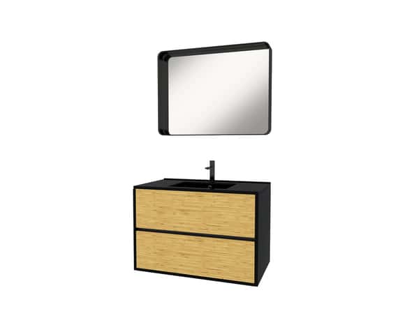 Ensemble meuble + vasque + miroir "Bamboo" 80 cm - Brico Dépôt