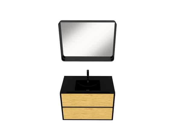 Ensemble meuble + vasque + miroir "Bamboo" 80 cm - Brico Dépôt