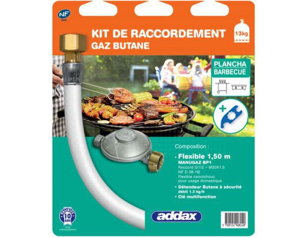 Kit complet de raccord barbecue butane - Addax - Brico Dépôt
