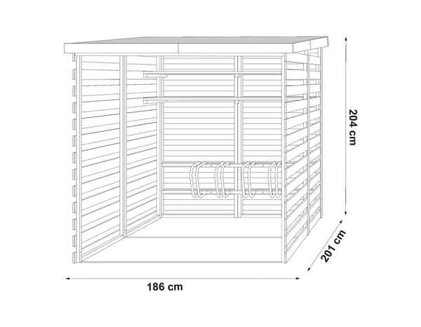 Abri en bois range vélos jusqu'à 4 - L. 186 x l. 201 x H. 204 cm - Blooma - Brico Dépôt