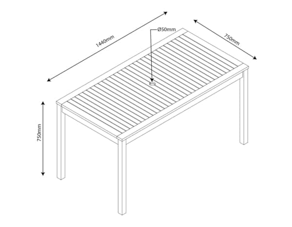 Table en acacia "LEOTIS" - L. 144 x P. 75 x H. 75 cm. - Blooma - Brico Dépôt