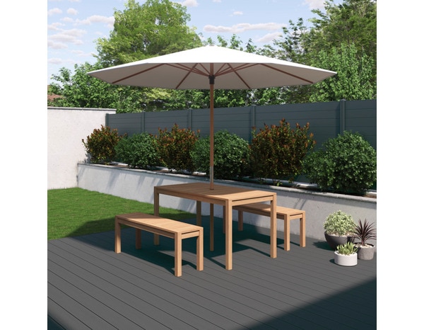 Parasol droit en bois "LEOTIS" - L. 300 x l. 300 cm - Blooma - Brico Dépôt