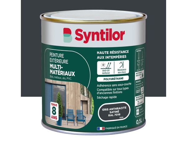 Peinture extérieure multi-matériaux - Gris anthracite - 0,5 L - Syntilor - Brico Dépôt