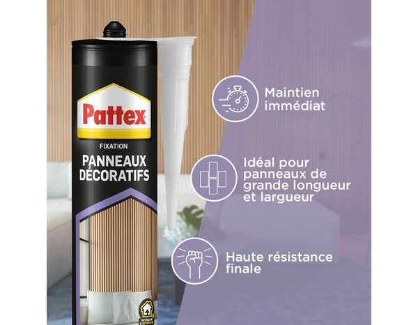 Colle fixation gamme rationnelle  pour panneaux décoratifs - cartouche 470g - Pattex - Brico Dépôt