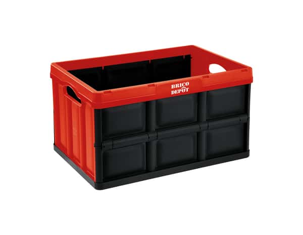 Casier pliable 46 L noir et rouge Brico Dépôt - L. 53 x l. 36  x H. 29.5cm - Brico Dépôt