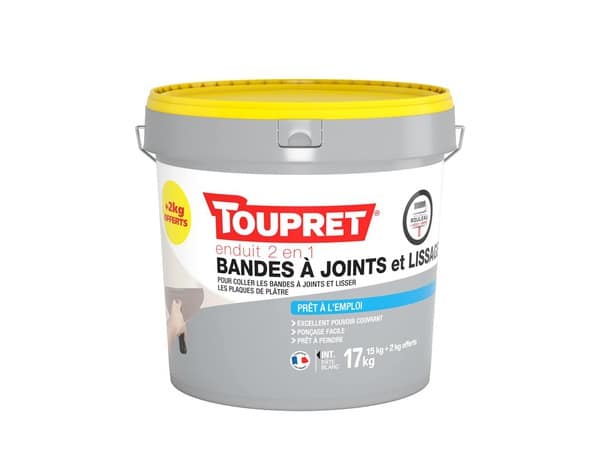 Enduit 2 en 1 bandes à joints et lissage - pot 15 kg - Toupret - Brico Dépôt