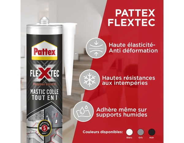 Colle & Jointe Flextec blanc - cartouche 389g - Pattex - Brico Dépôt
