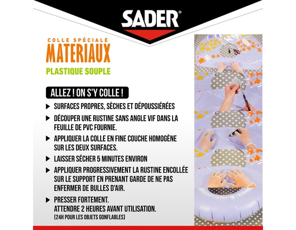 Colle spéciale plastique souple à prise rapide - Tube de 12ml - Sader - Brico Dépôt