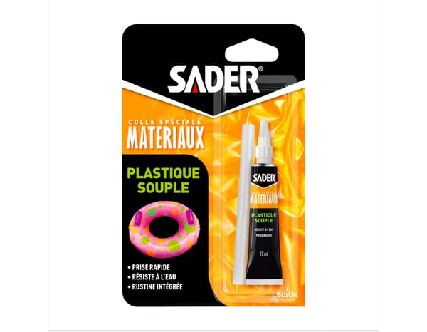 Colle spéciale plastique souple à prise rapide - Tube de 12ml - Sader - Brico Dépôt